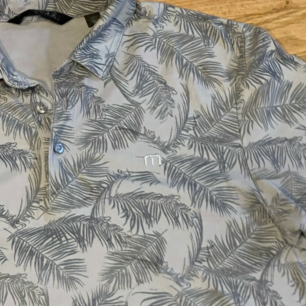 Travis Mathew Gray Leaf Print Polo Shirt - Picture 8 of 9